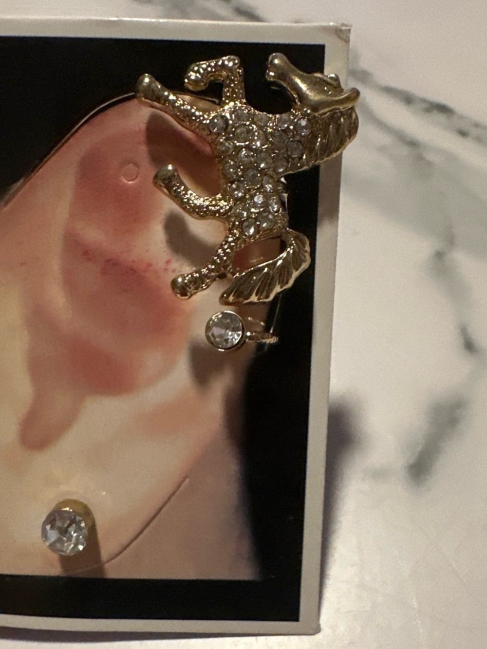 Gold-tone Crystal Horse Ear Cuff - Women's Accessory